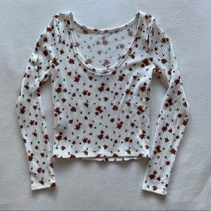 floral pattern fitted long sleeve t shirt